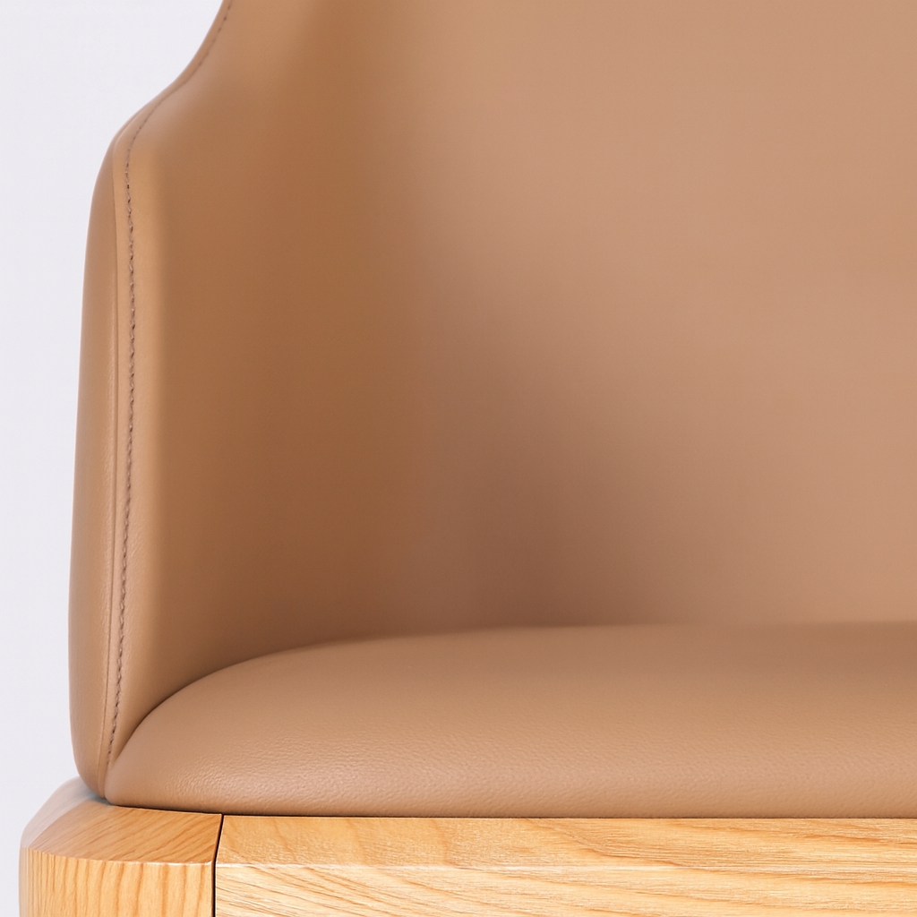 Factory Direct Sales of New Solid Wooded Modern Luxury Dining Chair Soft Bag Design Armrest Coffee Shop Hotel Negotiation Chair close-up product detail image