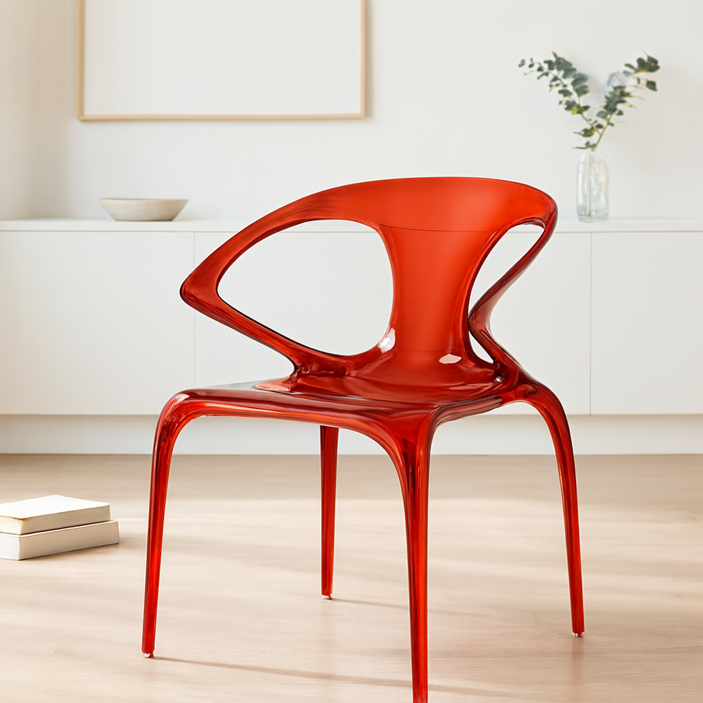 Acrylic transparent chair, home dining chair, Nordic creative design crystal chair, AVA chair, light luxury backrest chair. lifestyle scene image