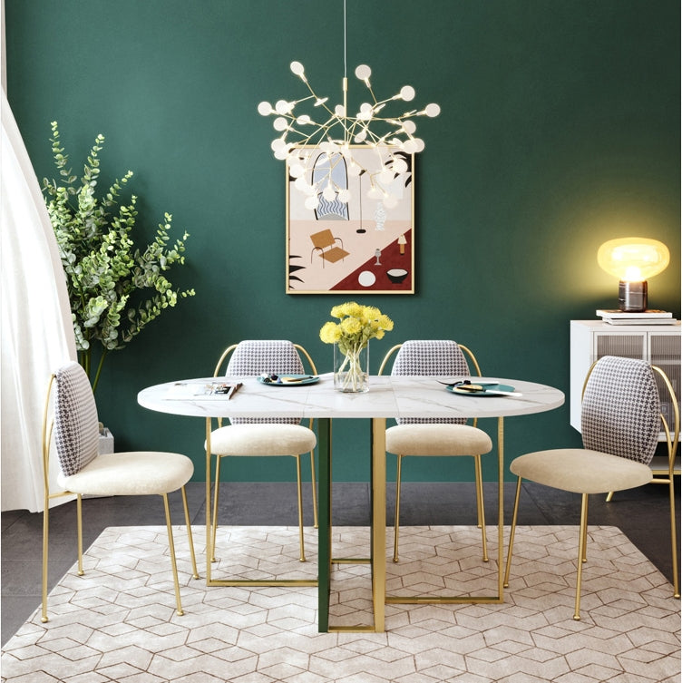COSCO Modern Folding Dining Table, Green & Grey in a lifestyle setting with fold away small dining table