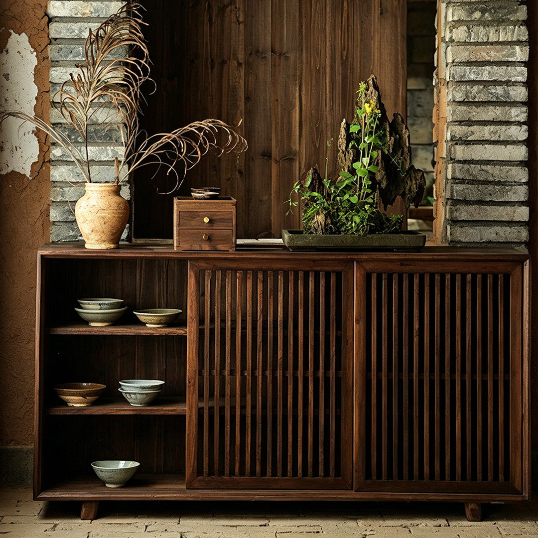 Caleb Walnut Wood Sideboard Cabinet