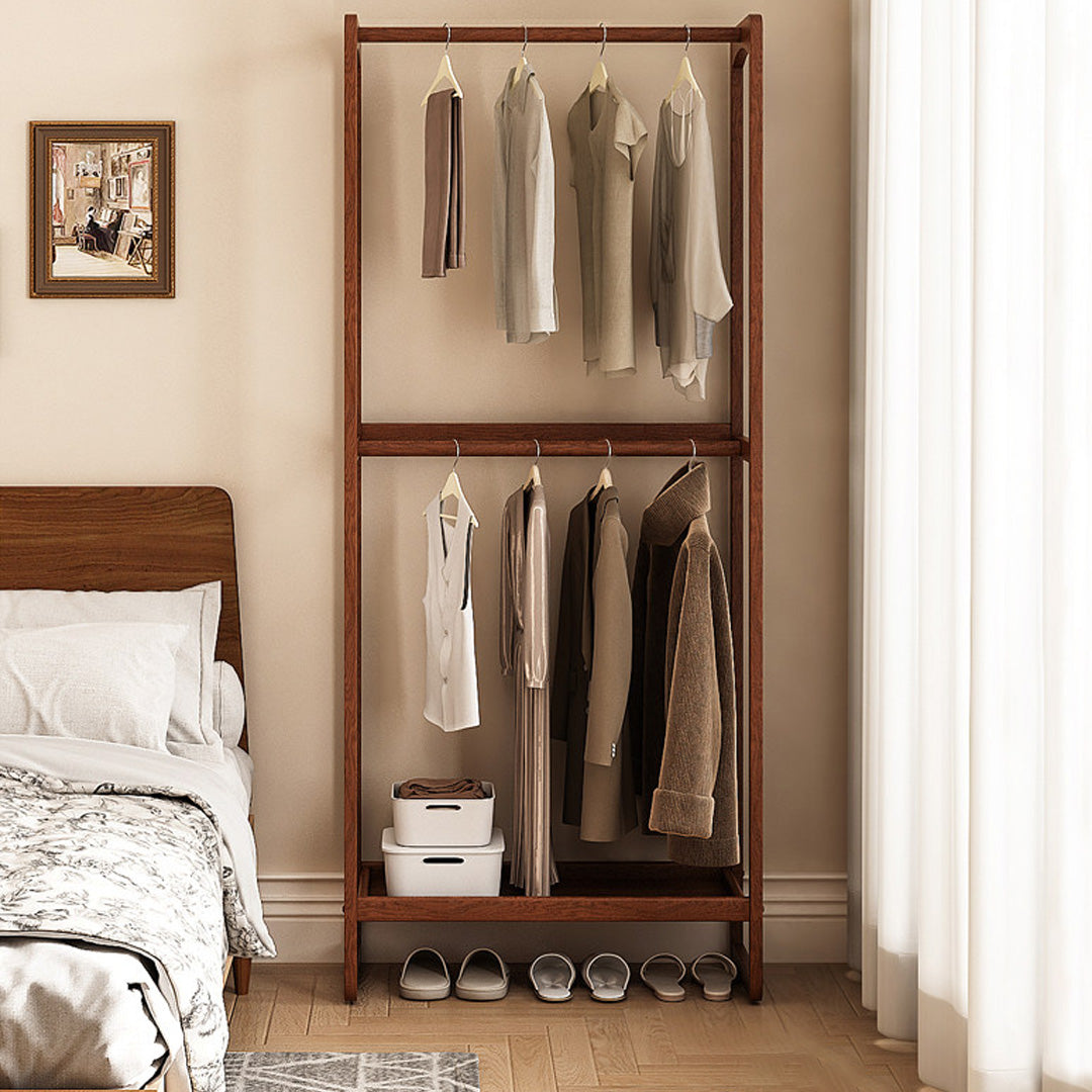 Svea Walnut Open Wardrobe With Shelves And Drawers