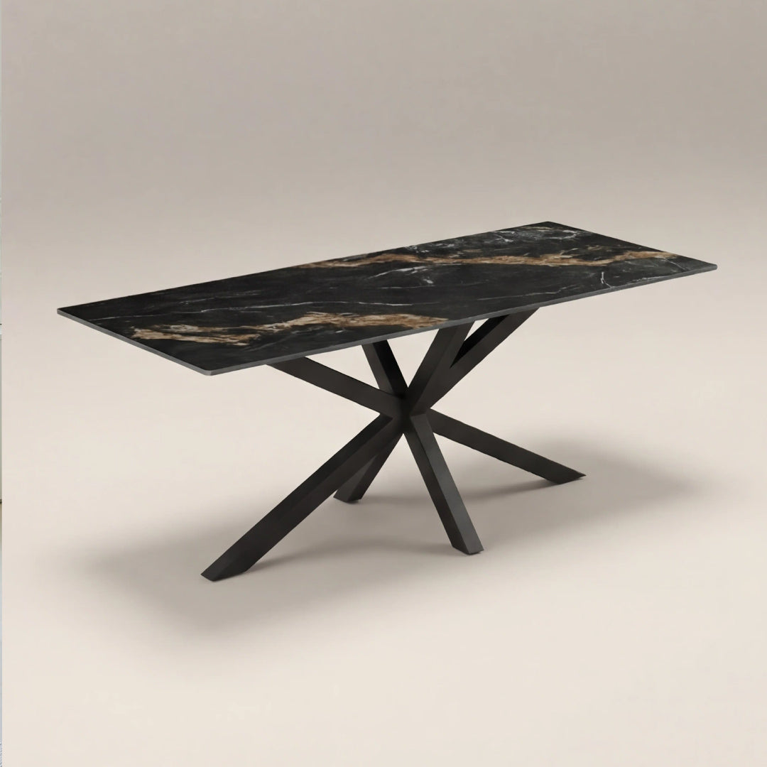 Fulbourn Black Marble-effect Dining Table