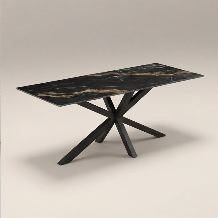 Fulbourn Black Marble-effect Dining Table