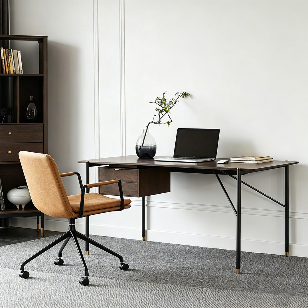 Freddie Walnut And Black Metal Office Desk