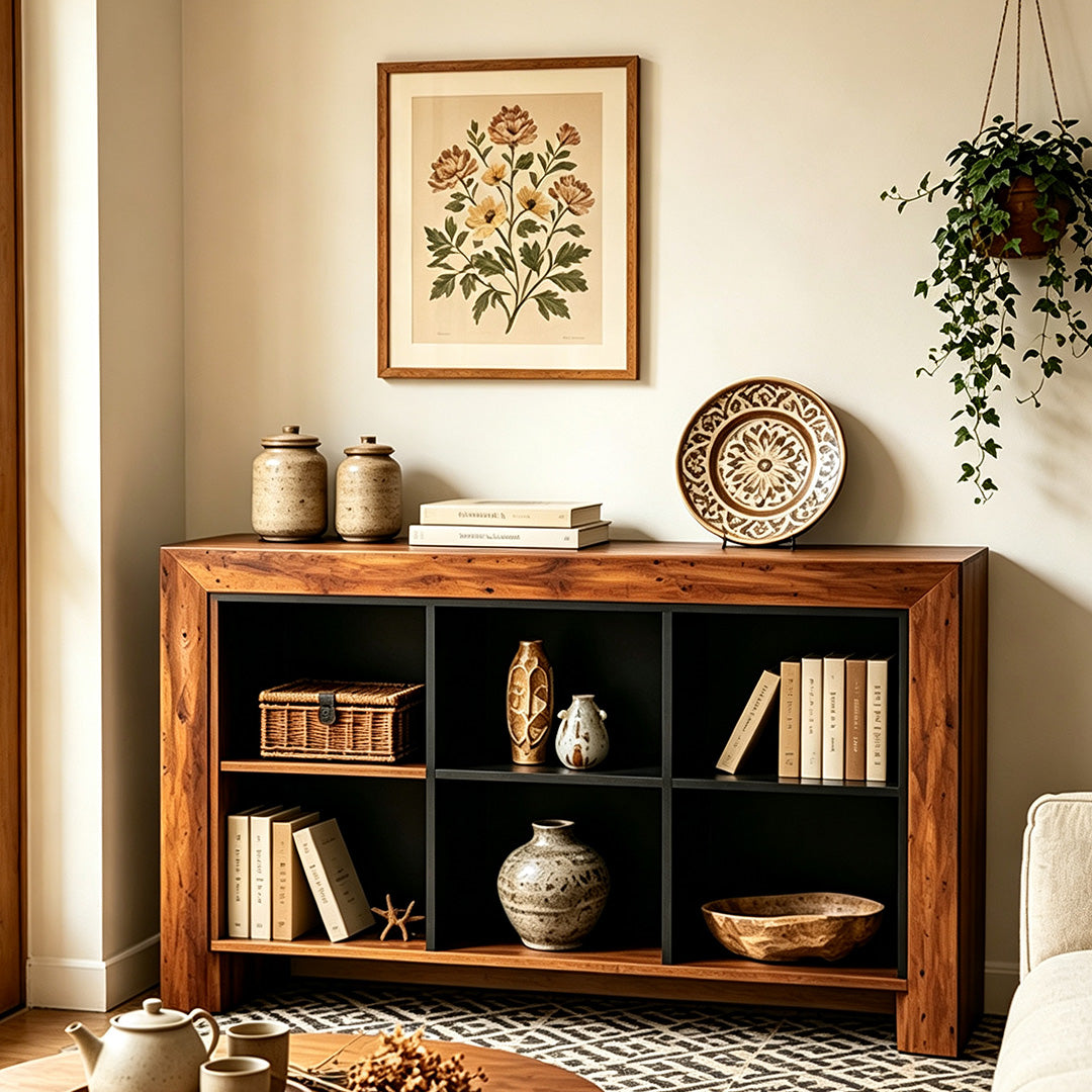 Jock Walnut Finish Cube Storage Cabinet