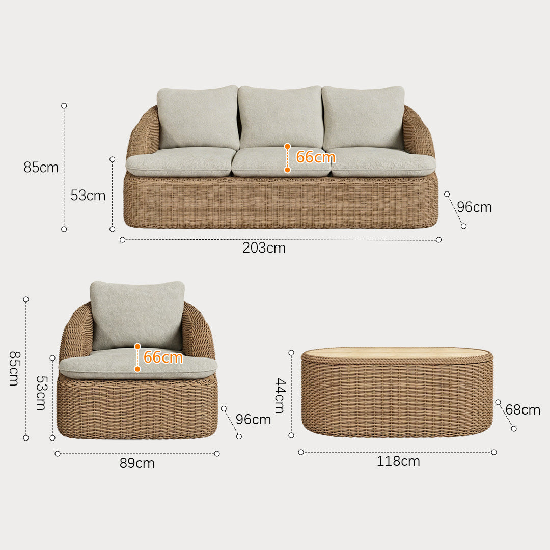 Noah Natural Wicker Outdoor Seating Set