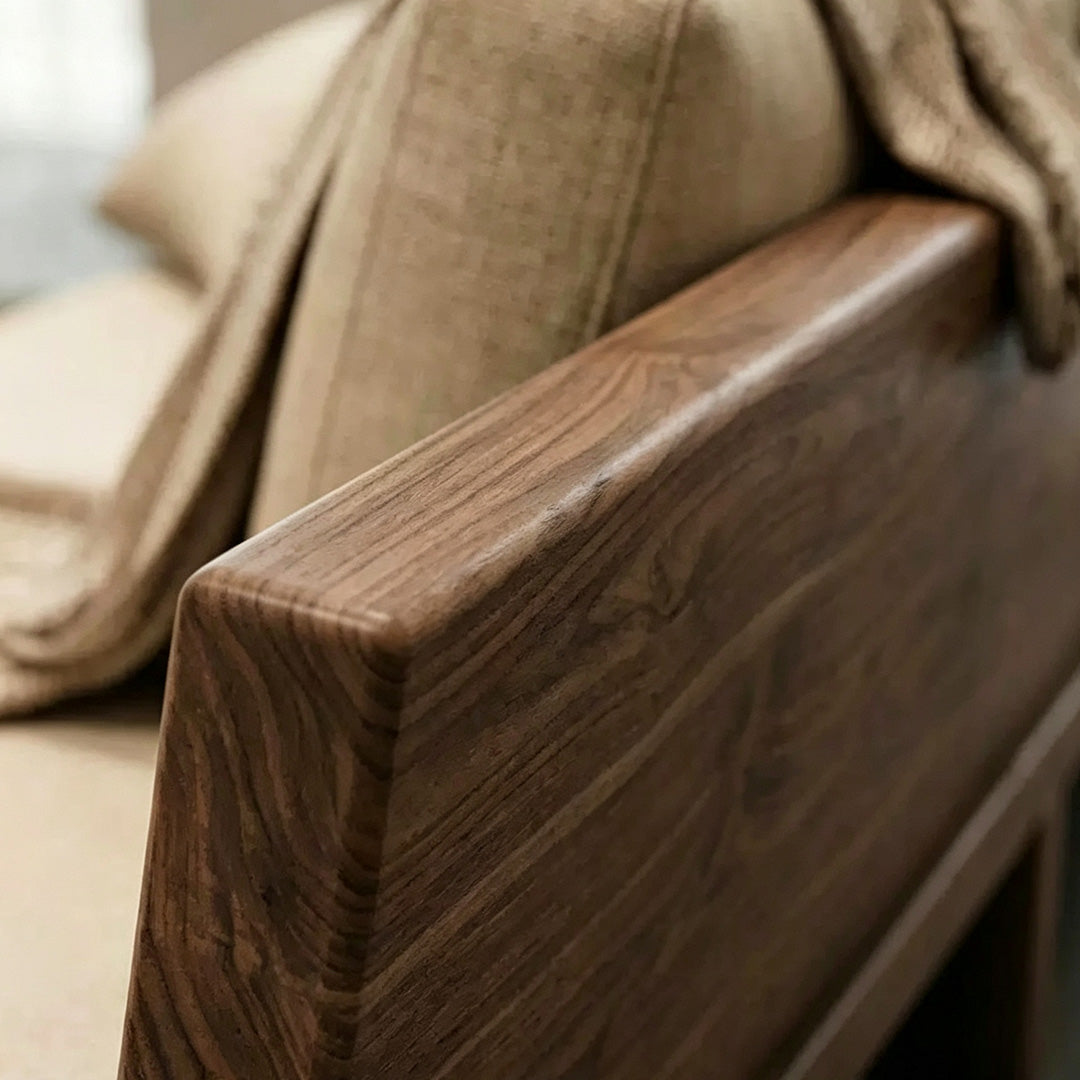 Knox sofa solid wood arm and side surface close-up