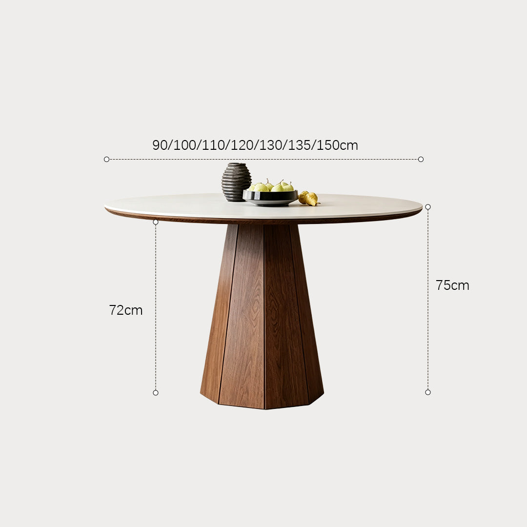 Keane Walnut Pedestal Round Dining Table With White Top