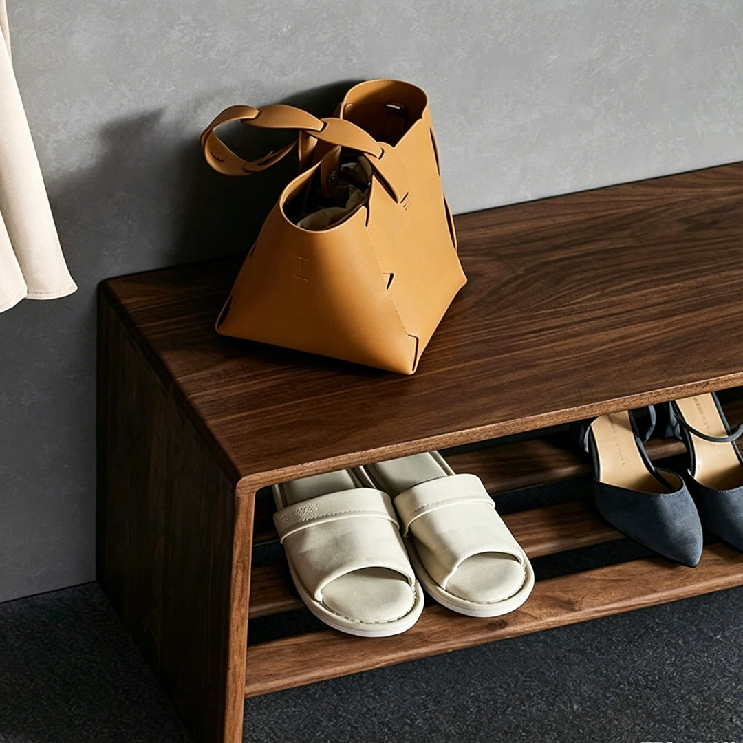 Beau Walnut Wood Storage Bench
