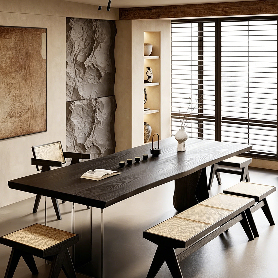 Bram Black Solid Wood Dining Table