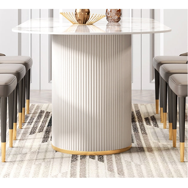 Costanza Dining Table, Sintered Stone, White with foldaway dining table