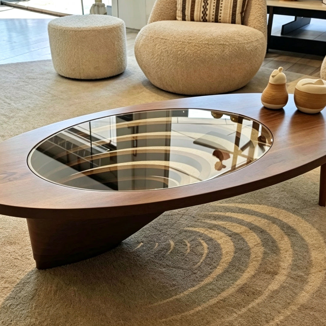Kian Walnut Glass Inlay Coffee Table