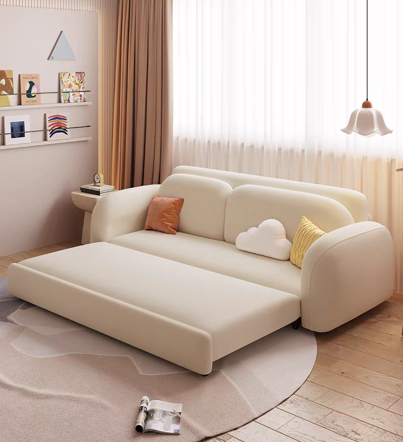 Cream Style Foldable Sofa Bed
