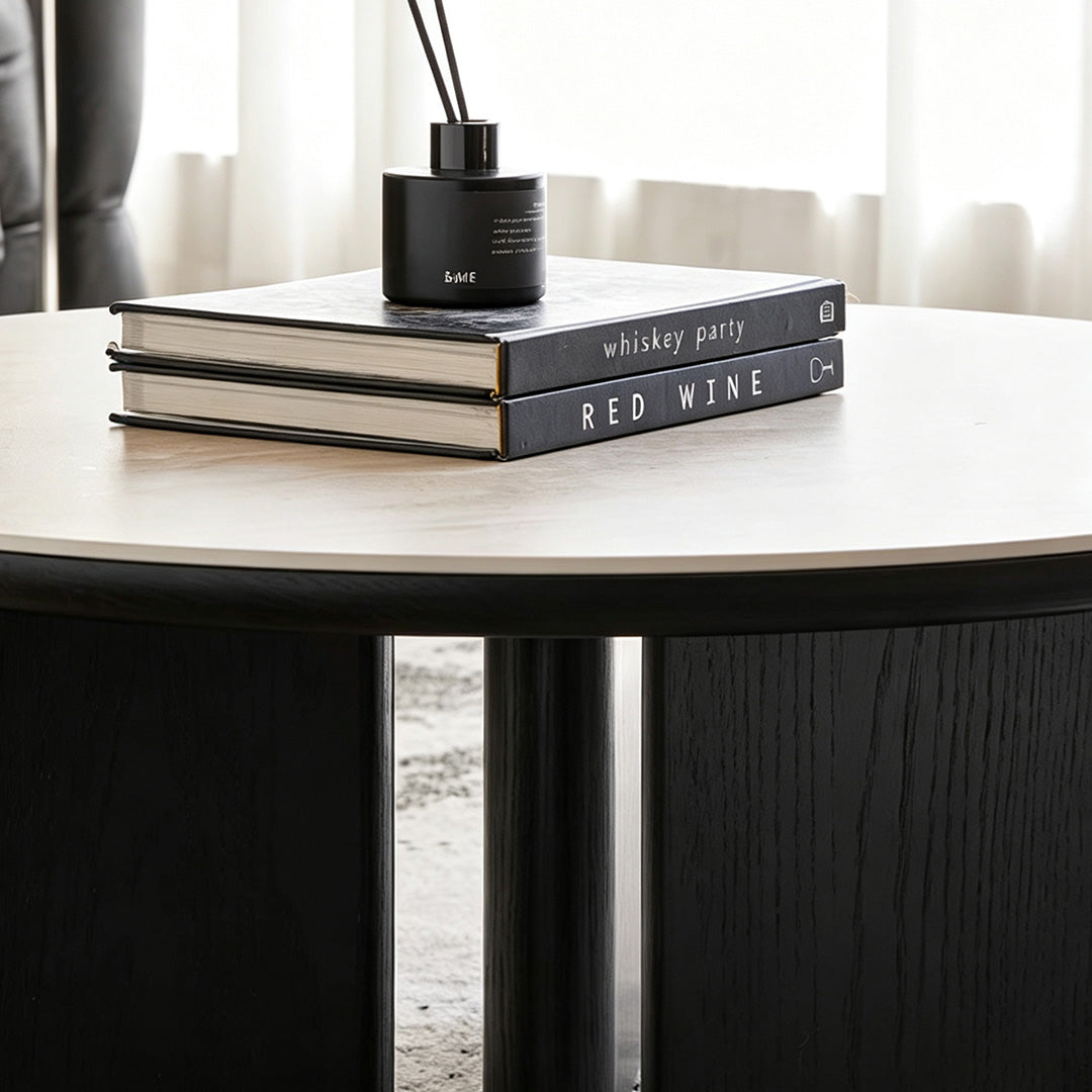 Eamon Beige Top Round Coffee Table Set