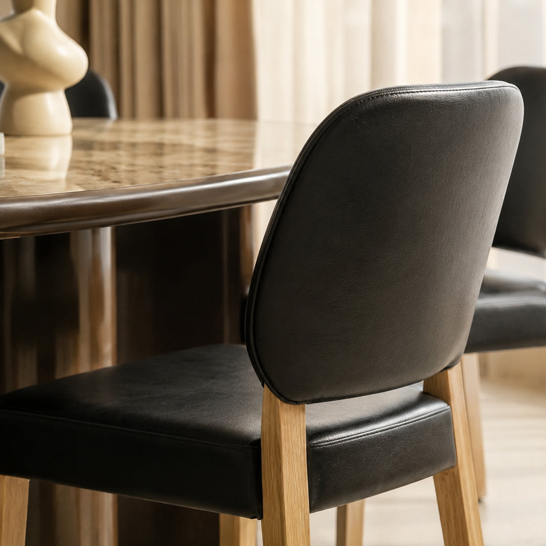 Laurel Black Leather and Oak Dining Chair
