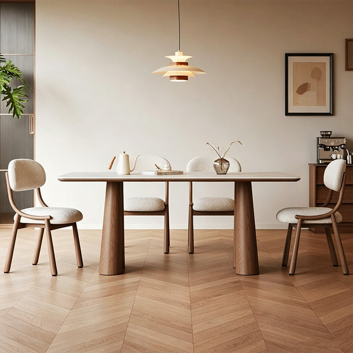 Kael Oak And Ivory Minimalist Dining Table