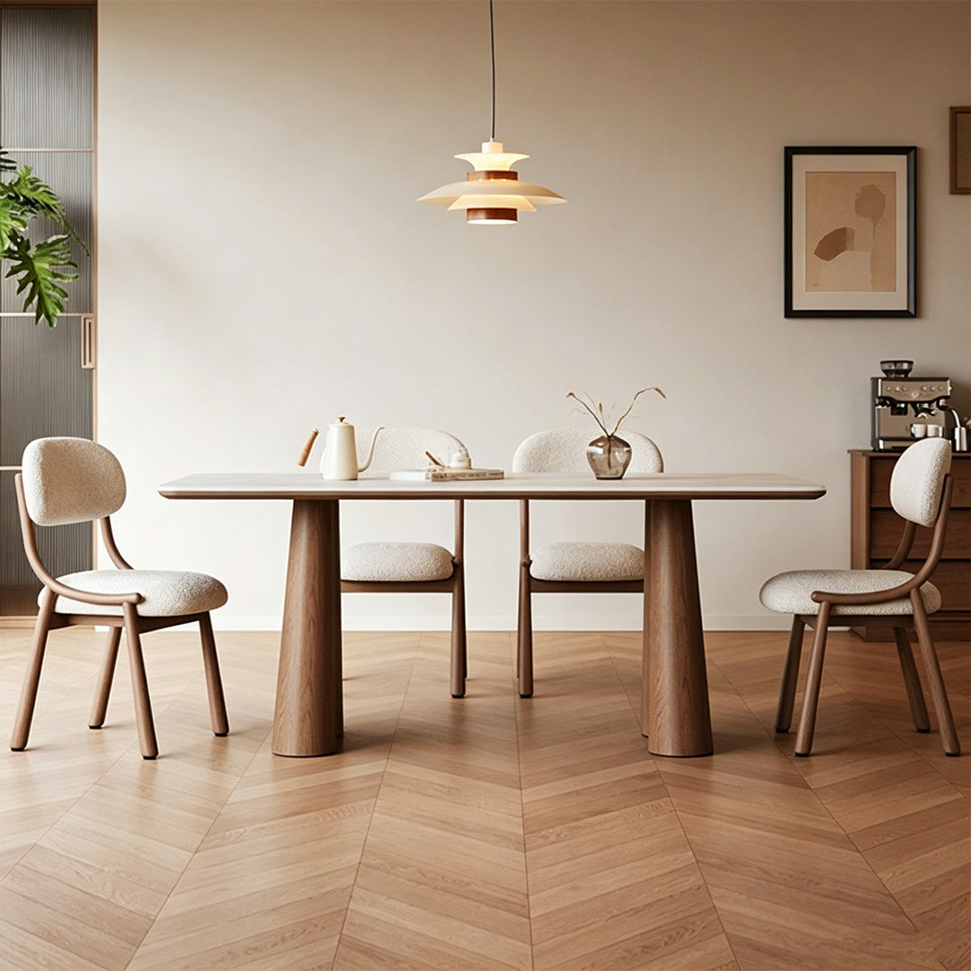 Kael Oak And Ivory Minimalist Dining Table