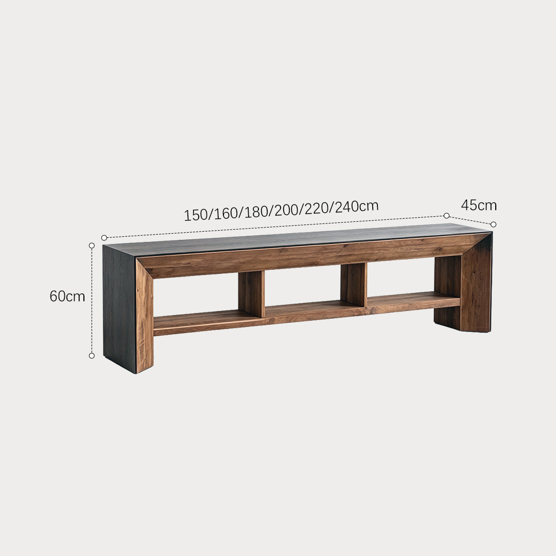 Gareth Natural Wood Media Unit With Optional Black Glass Top