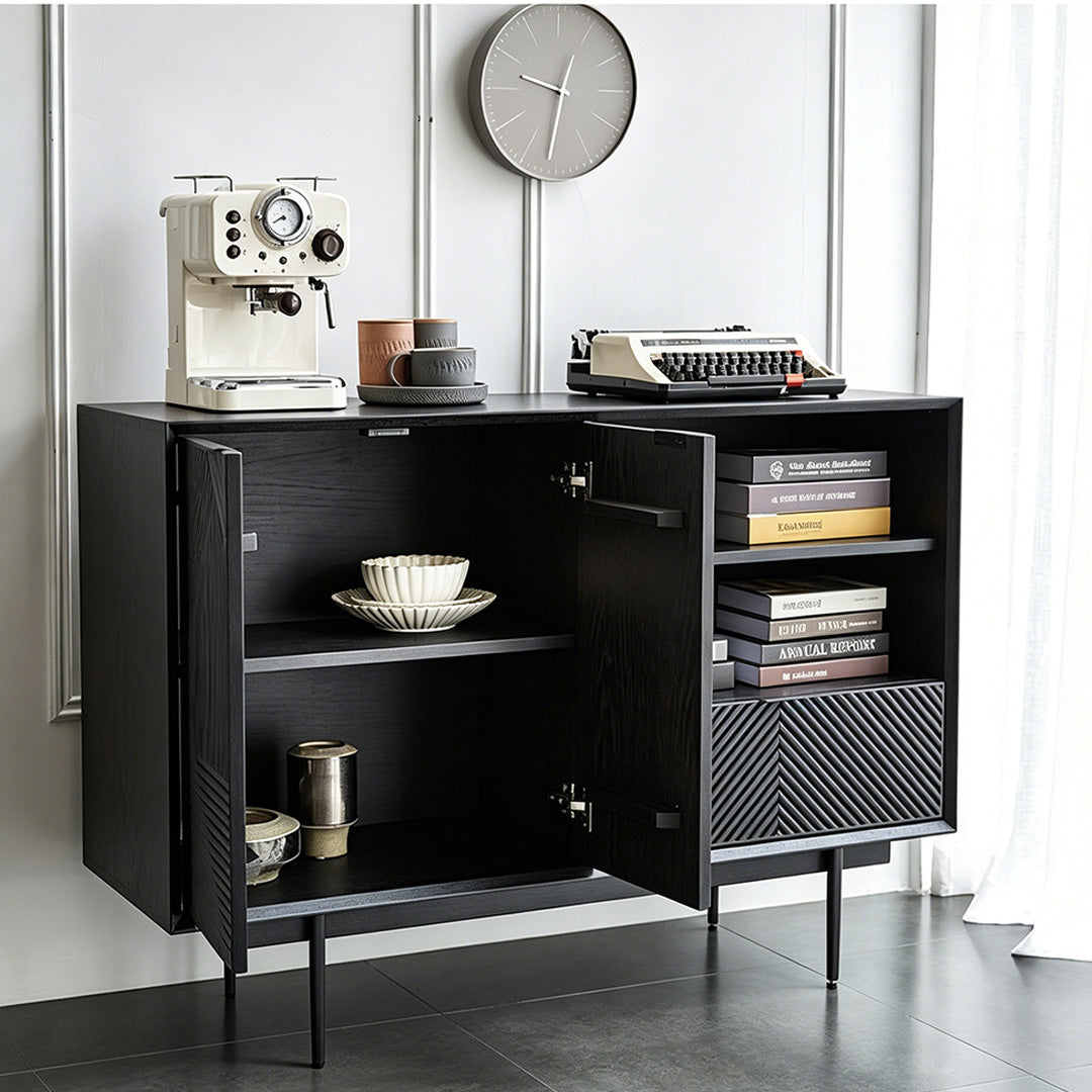 Piers Black Textured Wood Sideboard