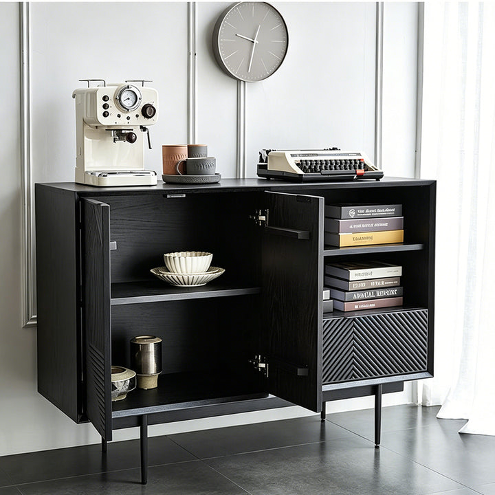 Piers Black Textured Wood Sideboard