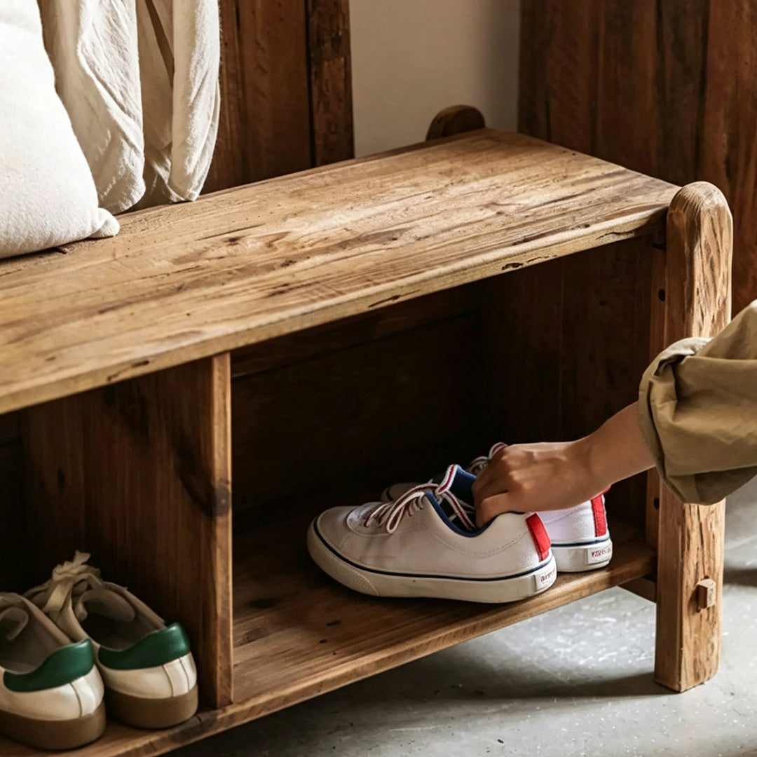 Shoe Rustic Pine Shoe Storage Bench