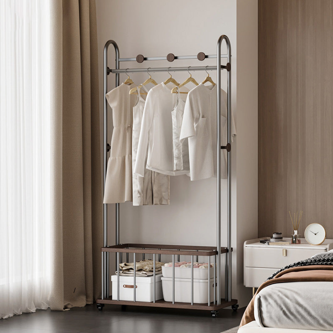 Celeste Espresso And Steel Freestanding Garment Rack