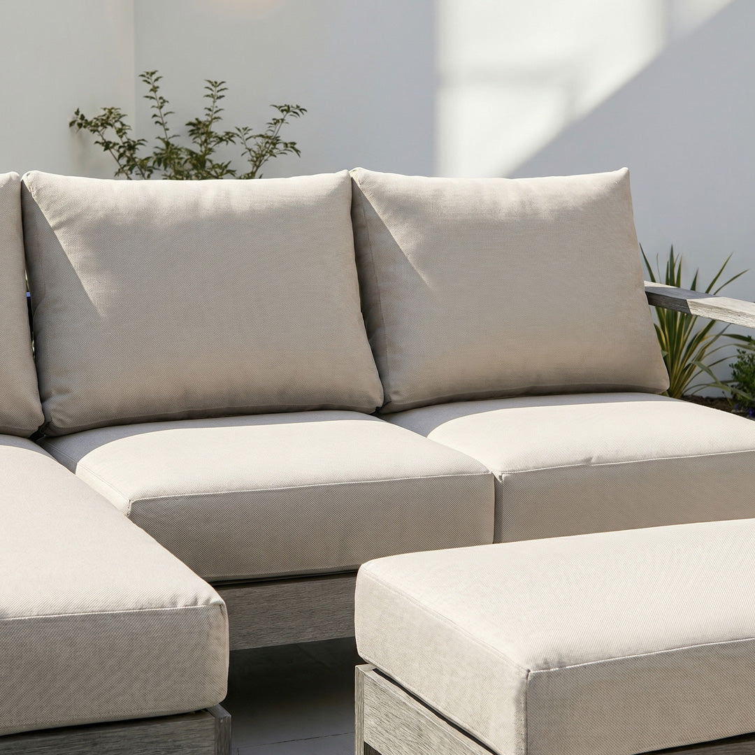Alfie Silver Uv-resistant Fabric Outdoor Sectional Sofa With Ottoman