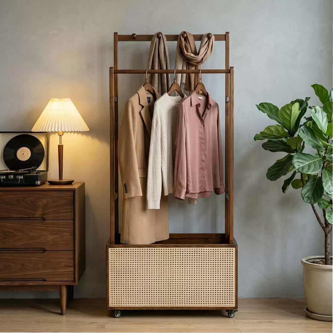 Victoire Walnut Finish Freestanding Coat Rack