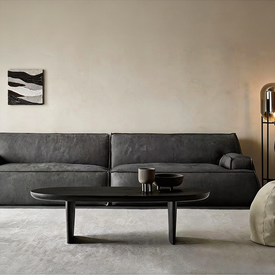 Carew Black Solid Wood Oval Coffee Table