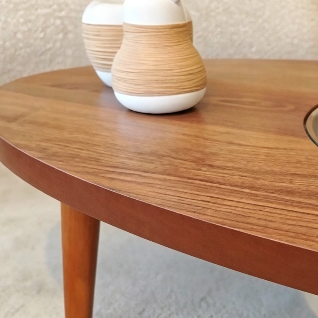 Kian Walnut Glass Inlay Coffee Table