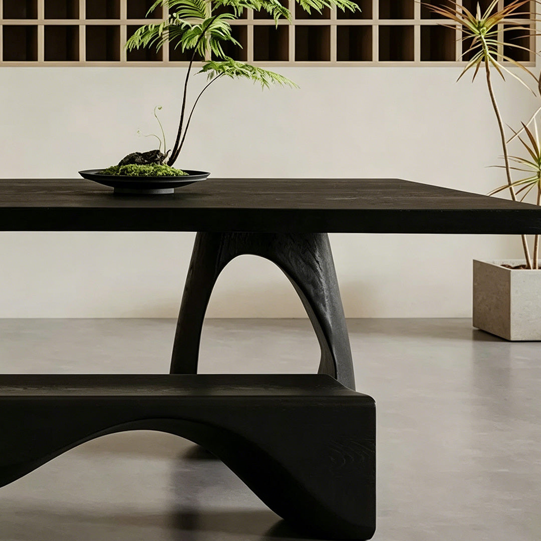 Bram Black Solid Wood Dining Table