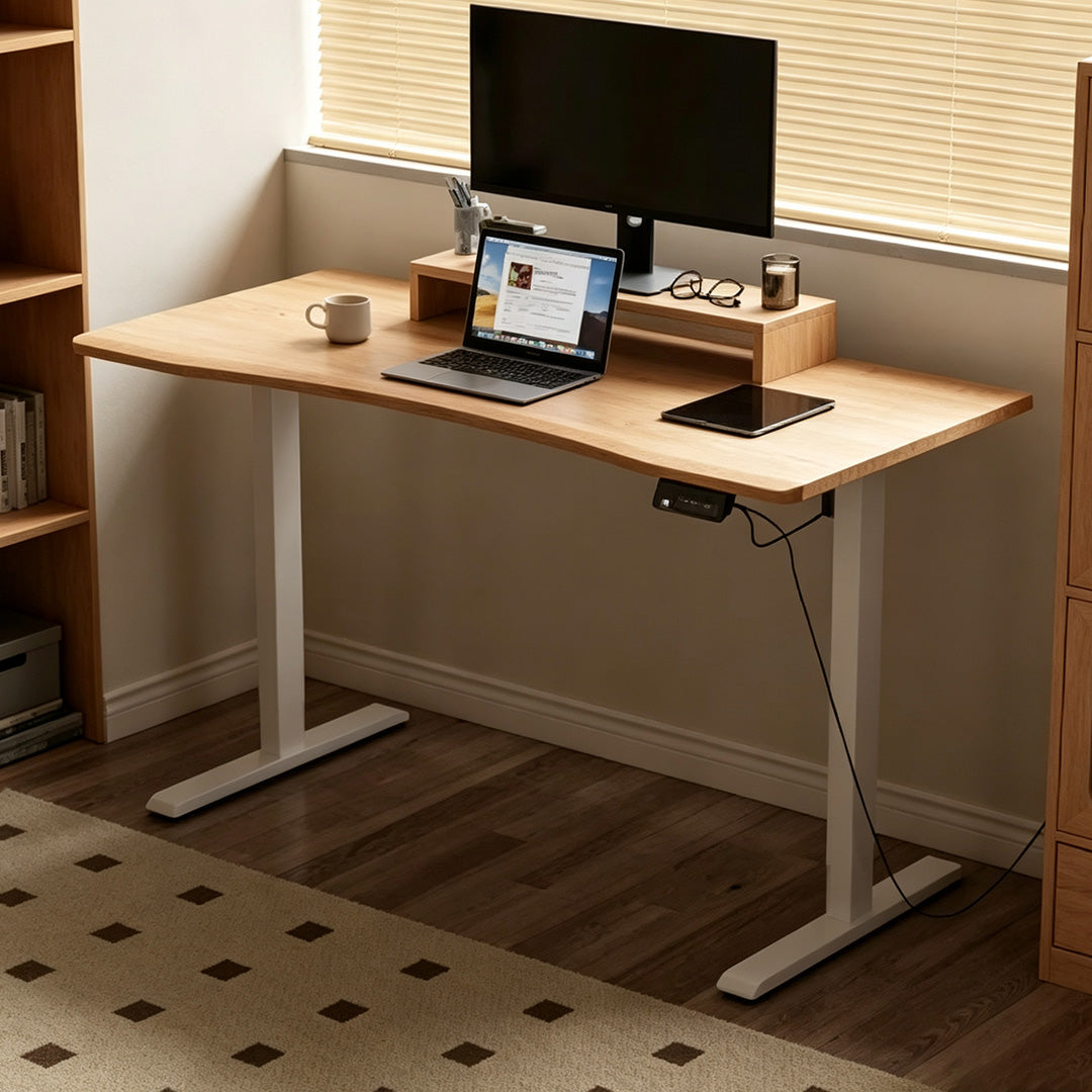 Hardy Walnut Tone And White Curved Office Desk