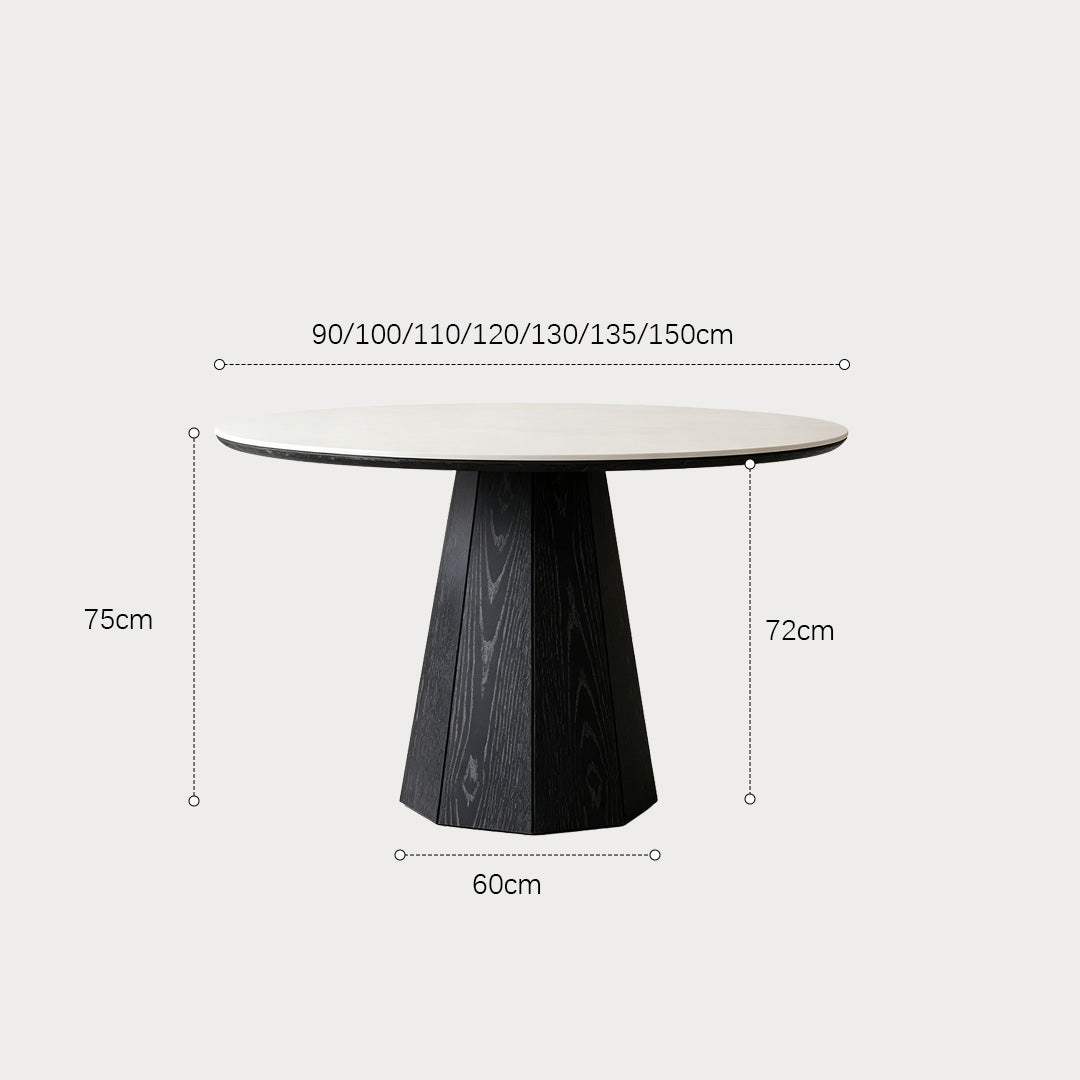Jenson Black Wood And Light Cream Round Dining Table