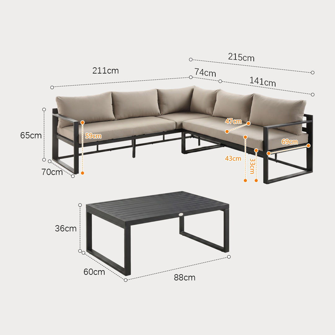 Joseph Taupe Outdoor Corner Sofa Set