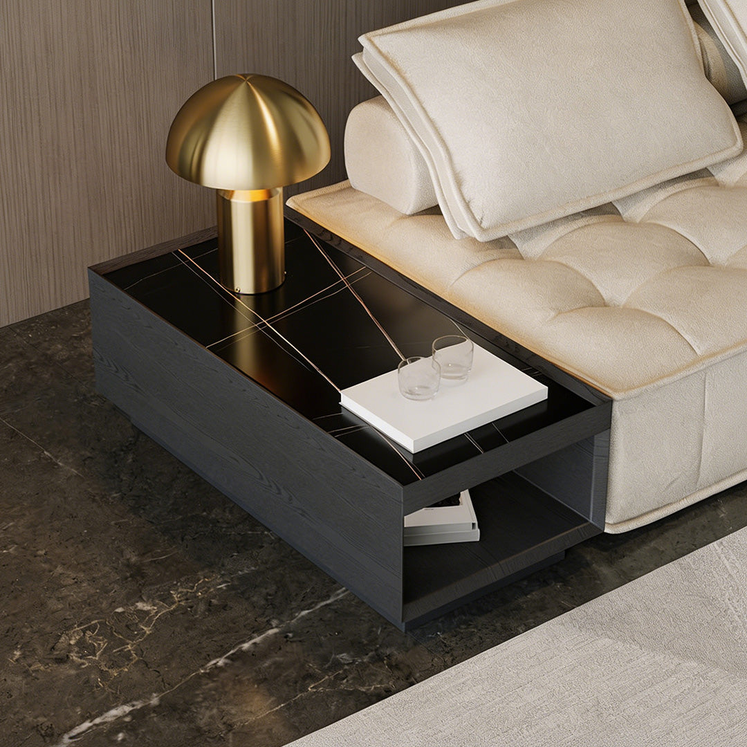 Caspian Black Marble-effect Side Table