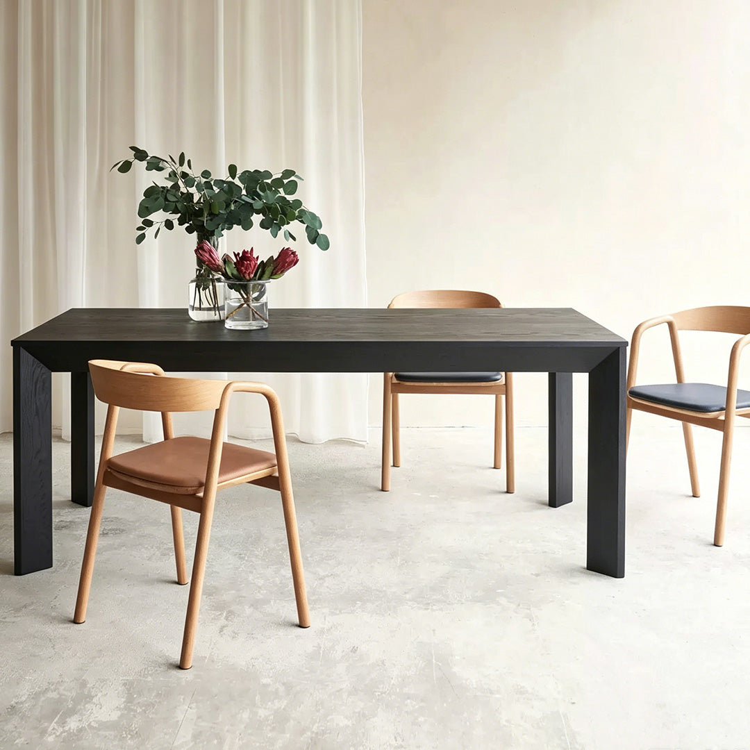 Damon Matte Black Wood Dining Table