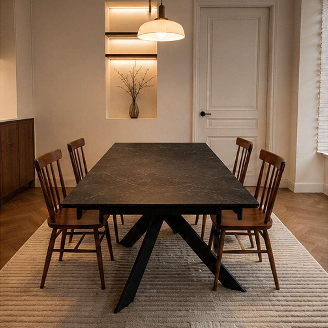 Avalon Black Marble-effect Dining Table