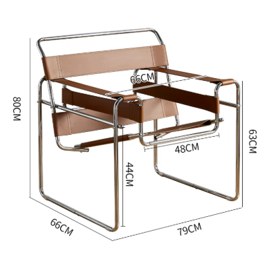 Wassily Chair, Retro Industrial Style, Bauhaus Casual Single Chair, Saddle Leather Chair