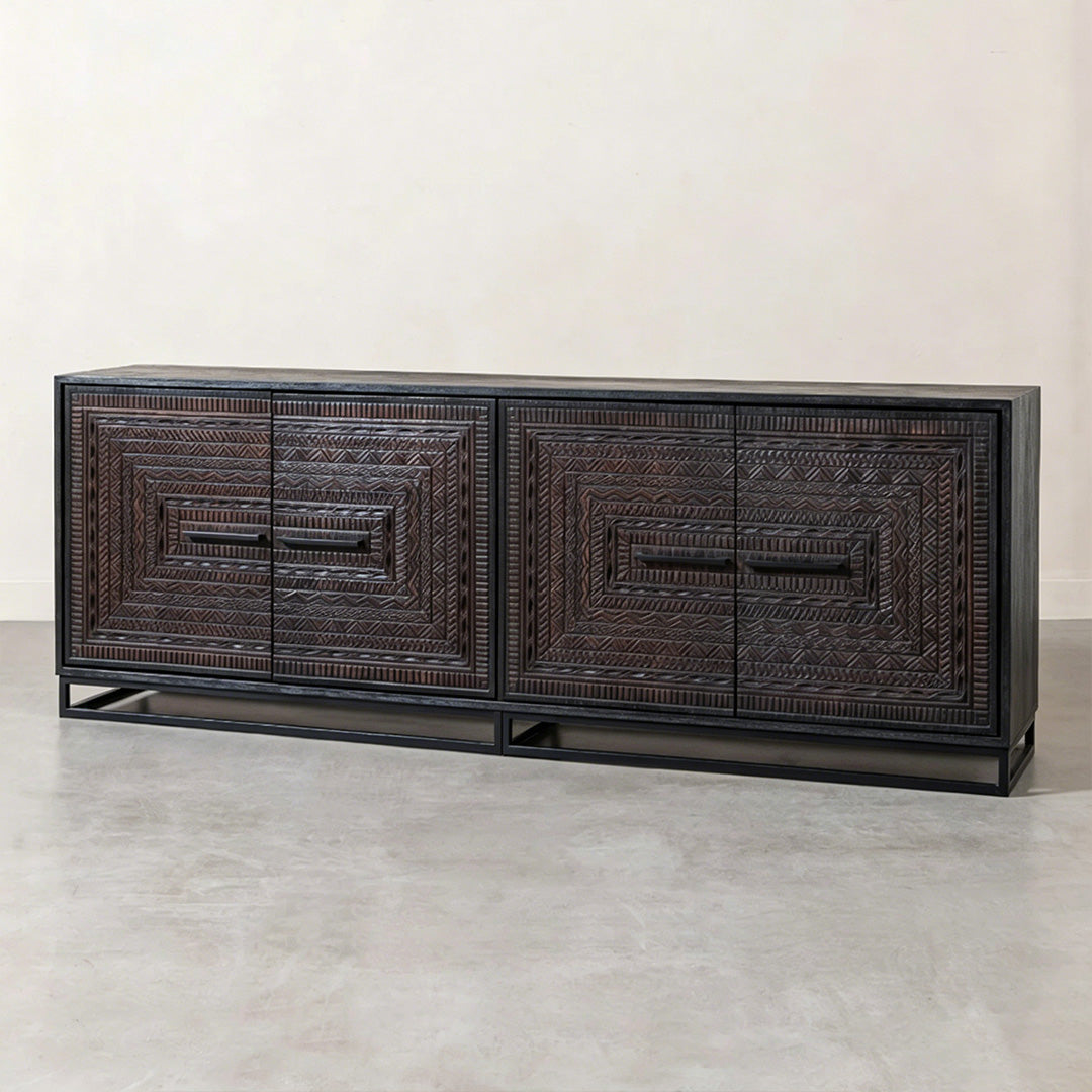 Marcus Black Carved Wood Sideboard