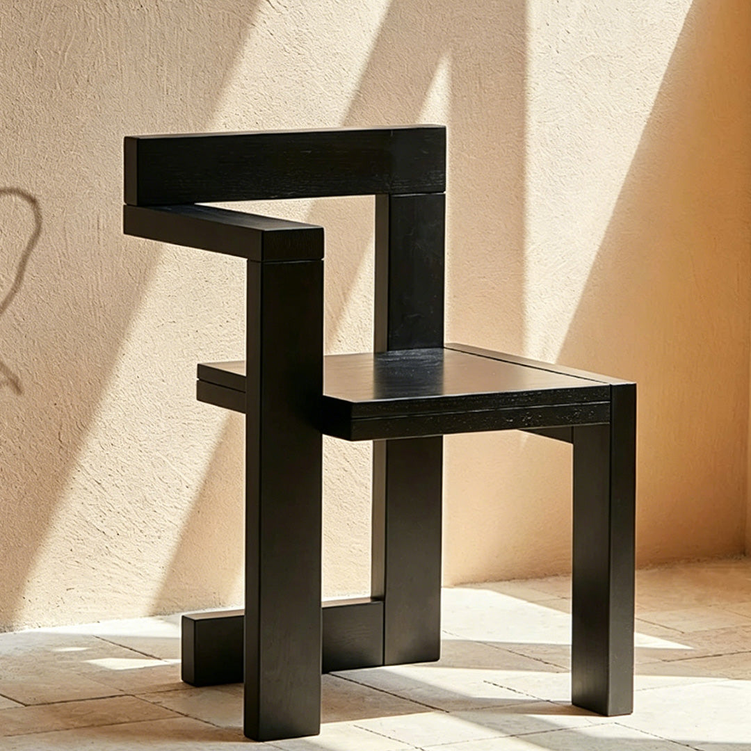 Brock Black Oak Geometric Armchair