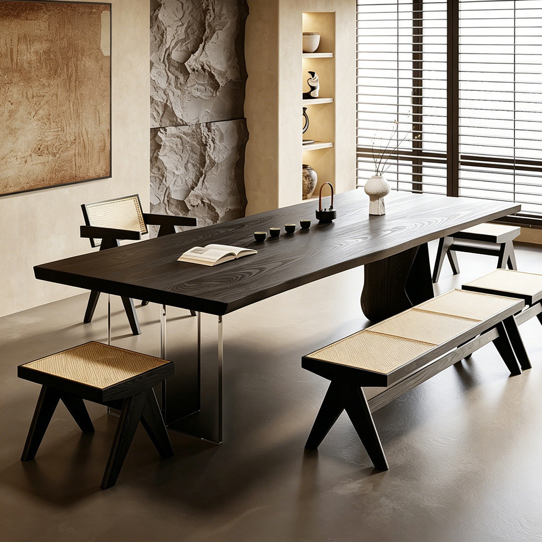 Bram Black Solid Wood Dining Table