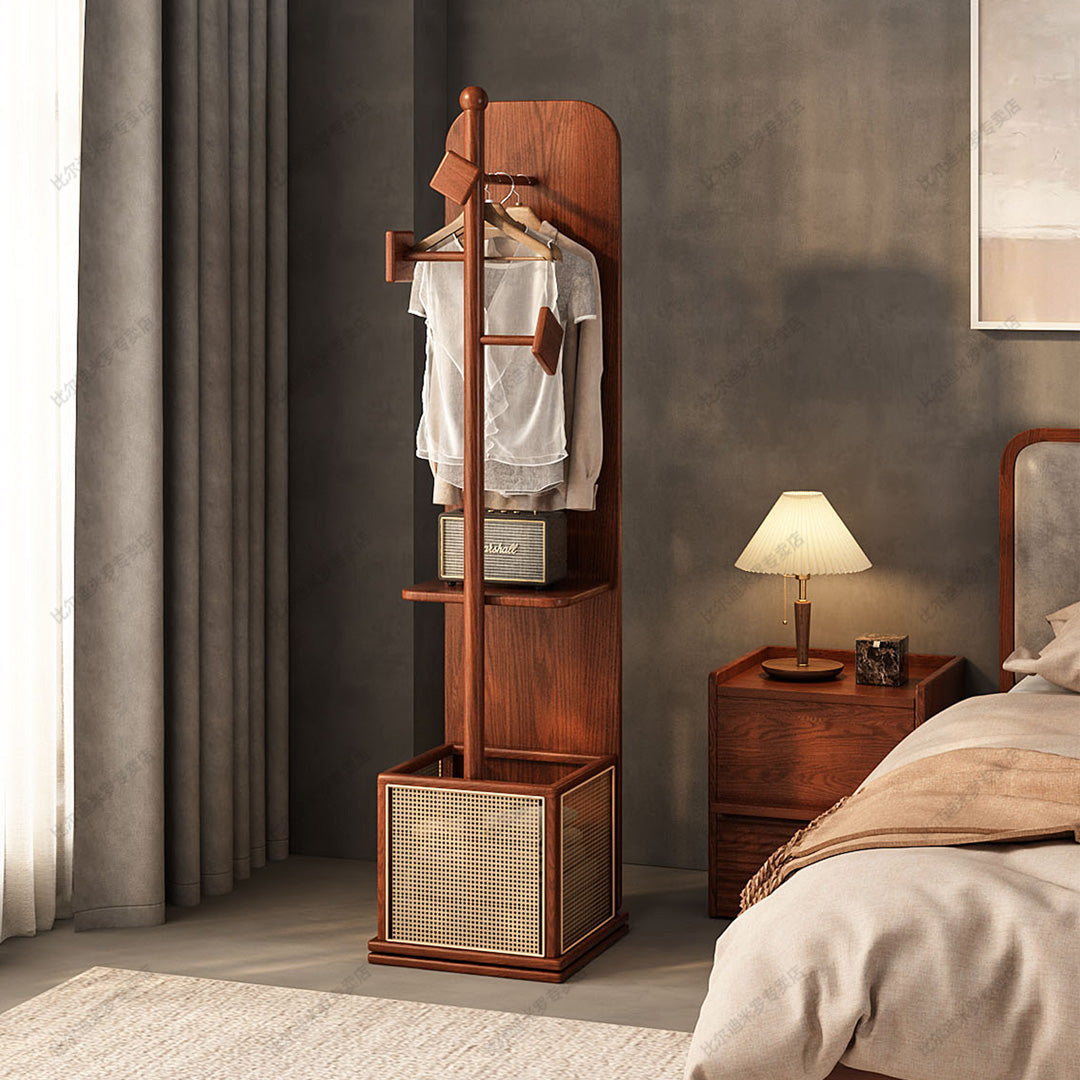 Brentwood Walnut Full-length Storage Mirror Stand