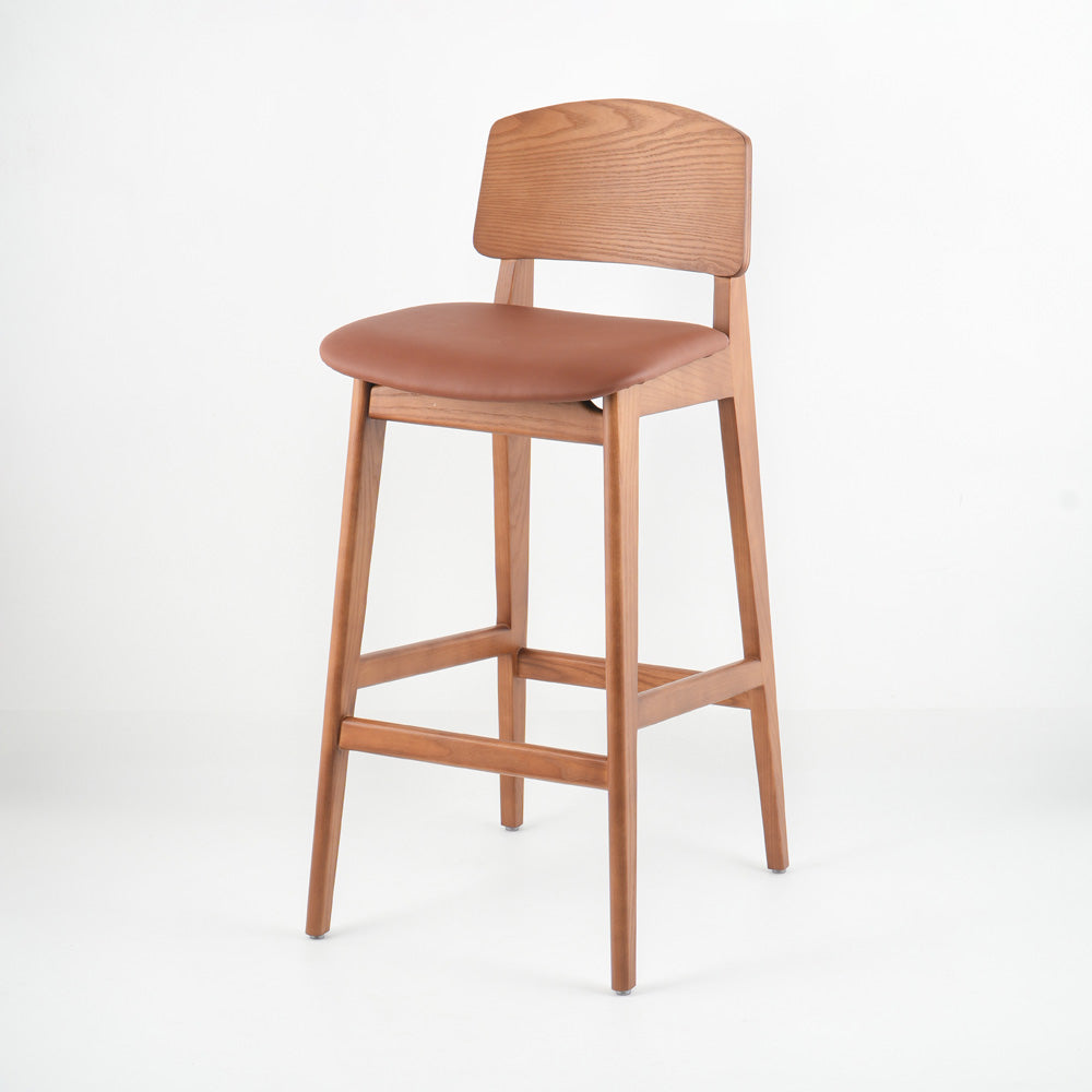 Ergonomic Solid Wood Bar Stool, Comfortable Bar Chair For Kitchen, Cafe And Entertainment Area