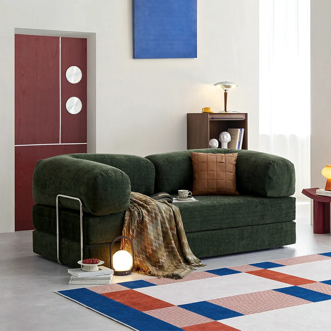 Yamada Foldable Lazy Sofa Bed, Corduroy - corner leather sofa with chaise