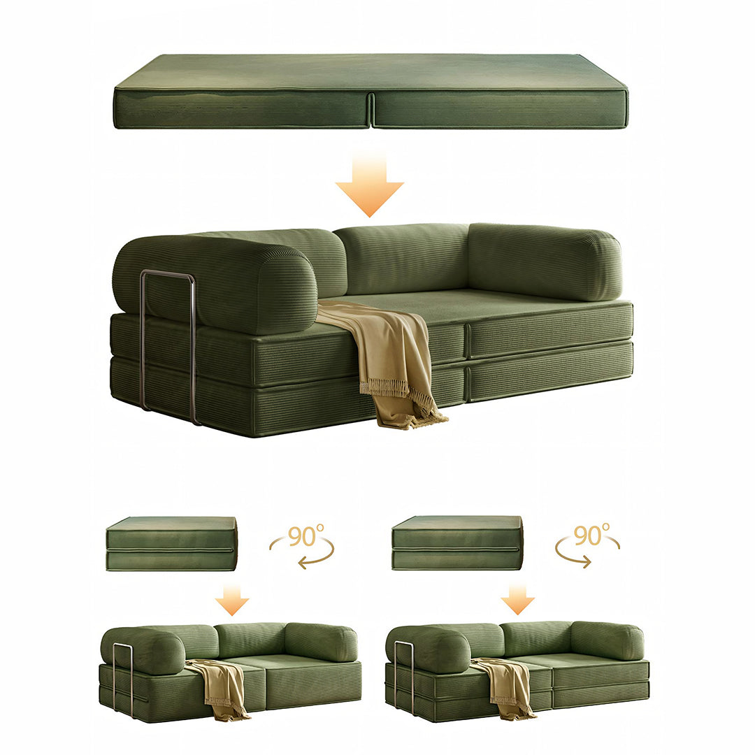 Van Buren Foldable Lazy Sofa Bed, Corduroy with 2 seater corner sofa bed