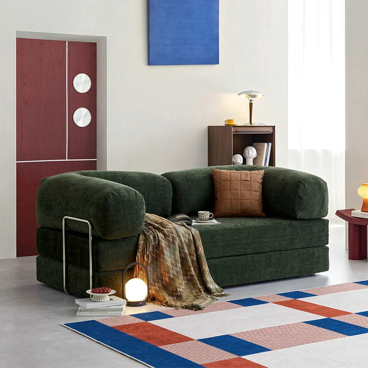 Yamada Foldable Lazy Sofa Bed, Corduroy - corner leather sofa with chaise