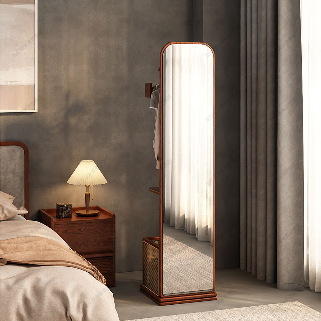 Brentwood Walnut Full-length Storage Mirror Stand