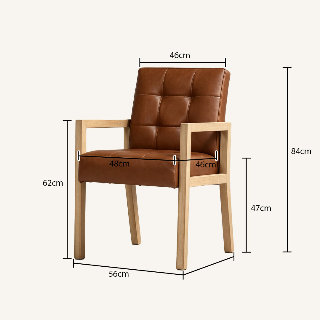 Ashford Cognac Leather Armchair ,Wood