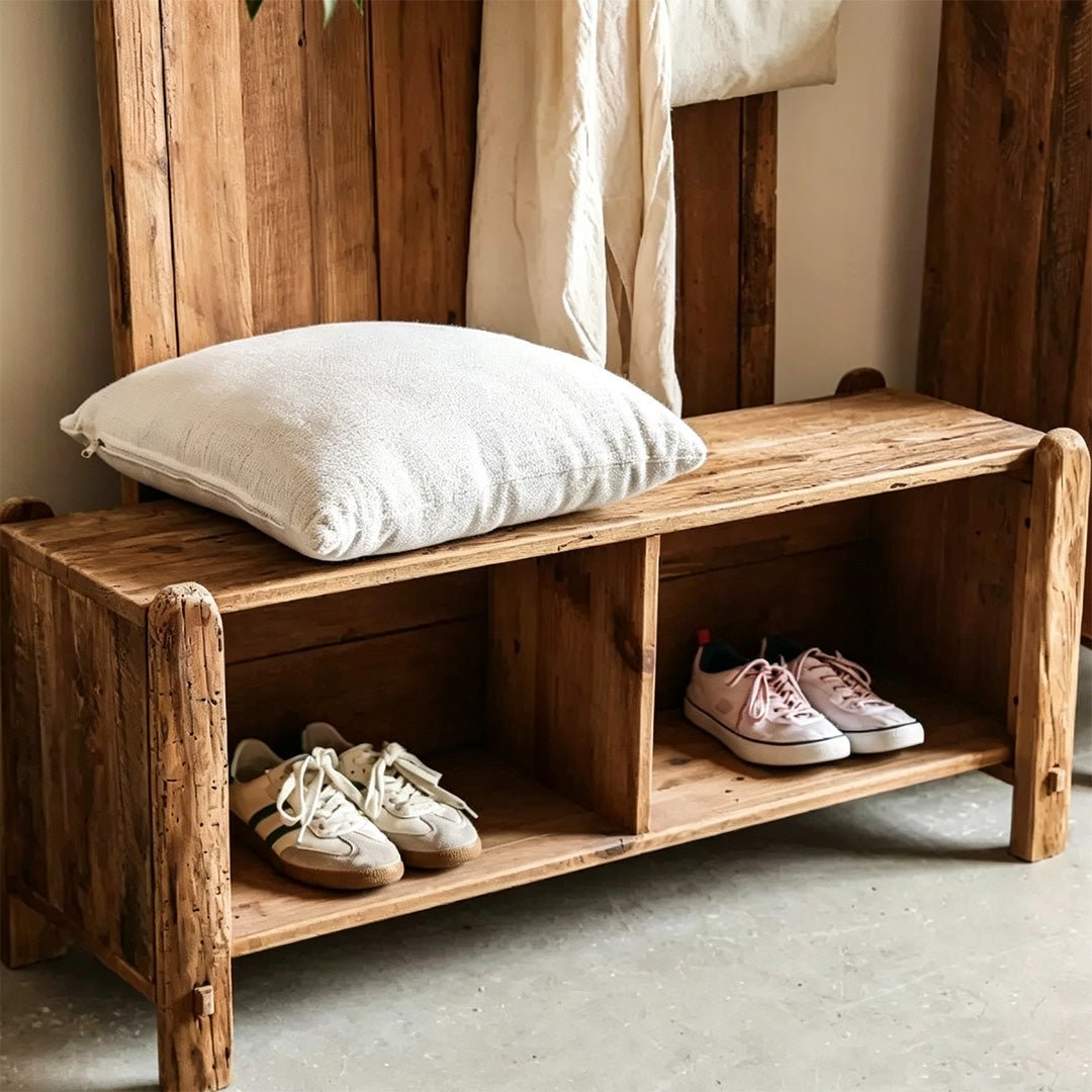 Shoe Rustic Pine Shoe Storage Bench