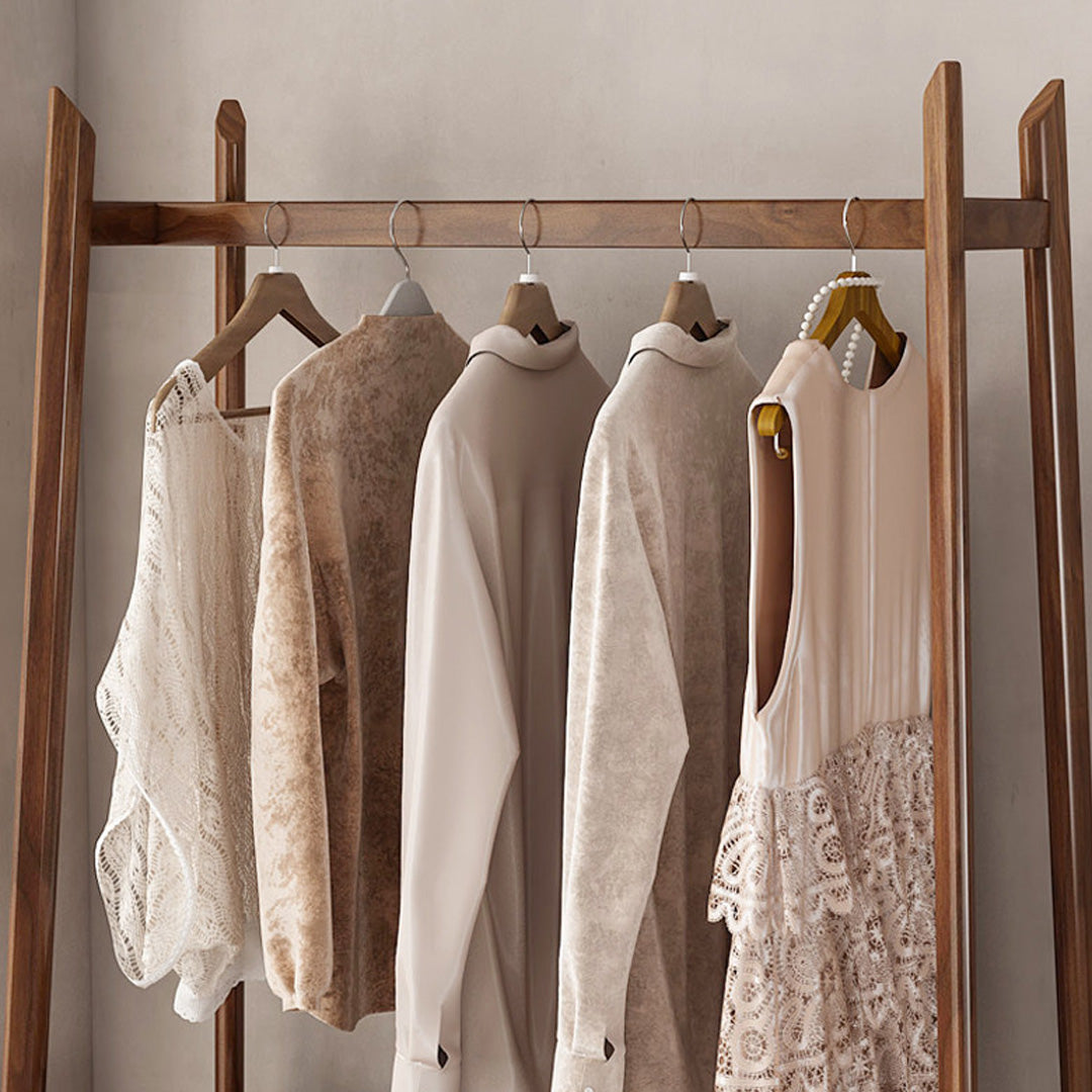 Ninette Walnut Finish Free-standing Garment Rack